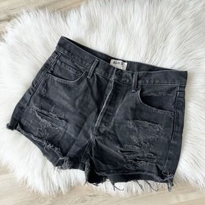 Agolde Jaden Short Black Distressed Button Fly Cut Off High Rise 28
